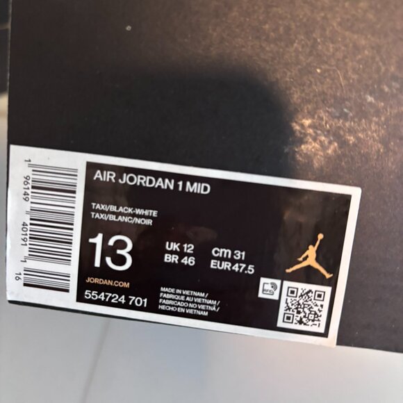 Nike Air Jordan 1 Mid Size 13 NEW Taxi Yellow Black White Mens Shoes 554724-701 main image 9